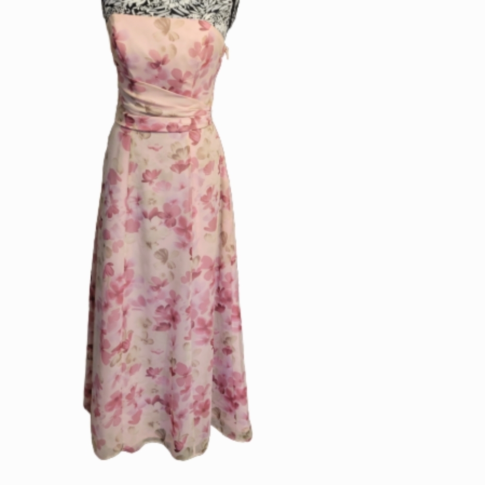 Mori lee Floral gown, strapless, flowey spring summer brides maid dress …